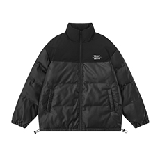 新款平铺休闲字母印花宽松立领PU皮棉服A247-MY84007特批95控158，男装棉衣，电商A247-1