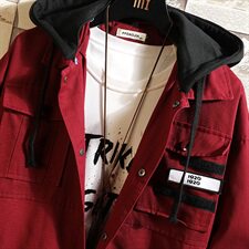 2021墙纸风秋季新日系男脱卸连帽工装夹克休闲外套大码J8602-P85，男装夹克，电商A001