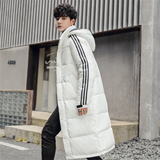 现货中长款连帽羽绒服男士新款加厚防风防寒三条杠外套男898-P120，男装羽绒服，星座1210A