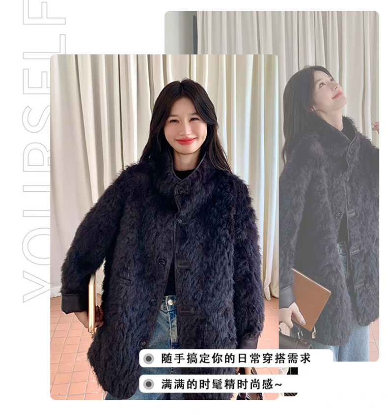 皮毛一体加厚环保皮草上衣女冬气质高端加厚皮衣外套,女装短外套,浙宝220A