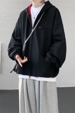 8XL-M美式复古撞色连帽水洗夹克男高级感做旧情侣外套JK1327P88，男装夹克，电商D206-1