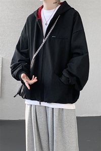 8XL-M 美式复古撞色连帽水洗夹克男高级感做旧情侣外套JK1327P88图片