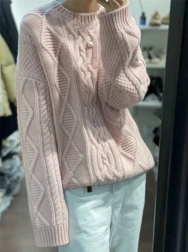 2025年秋季套头时尚百搭通勤简约休闲中长款加厚毛衣，女装羊毛衫，秋虹羊绒