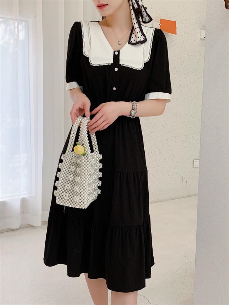 【现货】珍珠领气质连衣裙，女装连衣裙，新依佳人