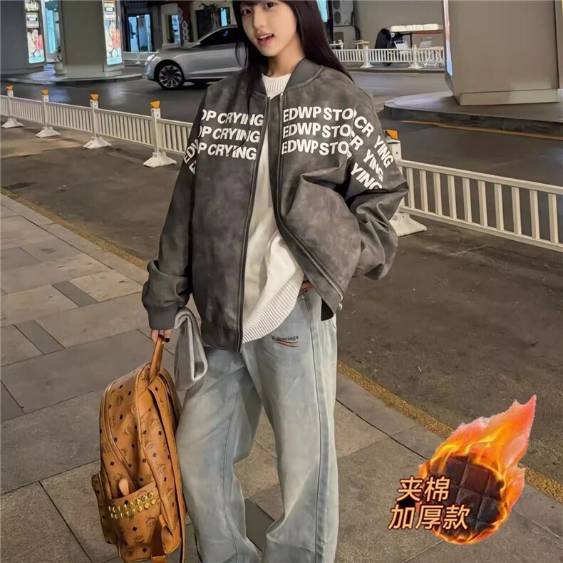 美式字母印花棒球服男高街外套男廓形痞帅飞行夹克外套韩版JK801,男装夹克,星座516A