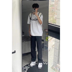 B221 美式ins高街暗黑小众情侣毛巾绣直筒牛仔裤 LK23021-P65控88图片