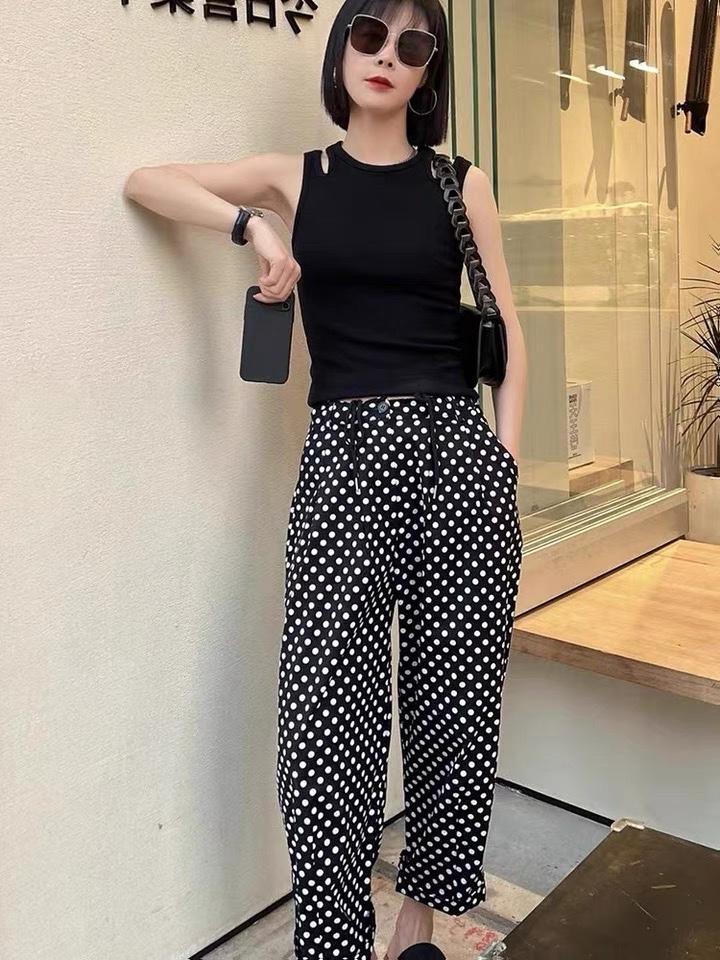 夏季新款韩版洋气波点哈伦裤,女装其它,L·H·X