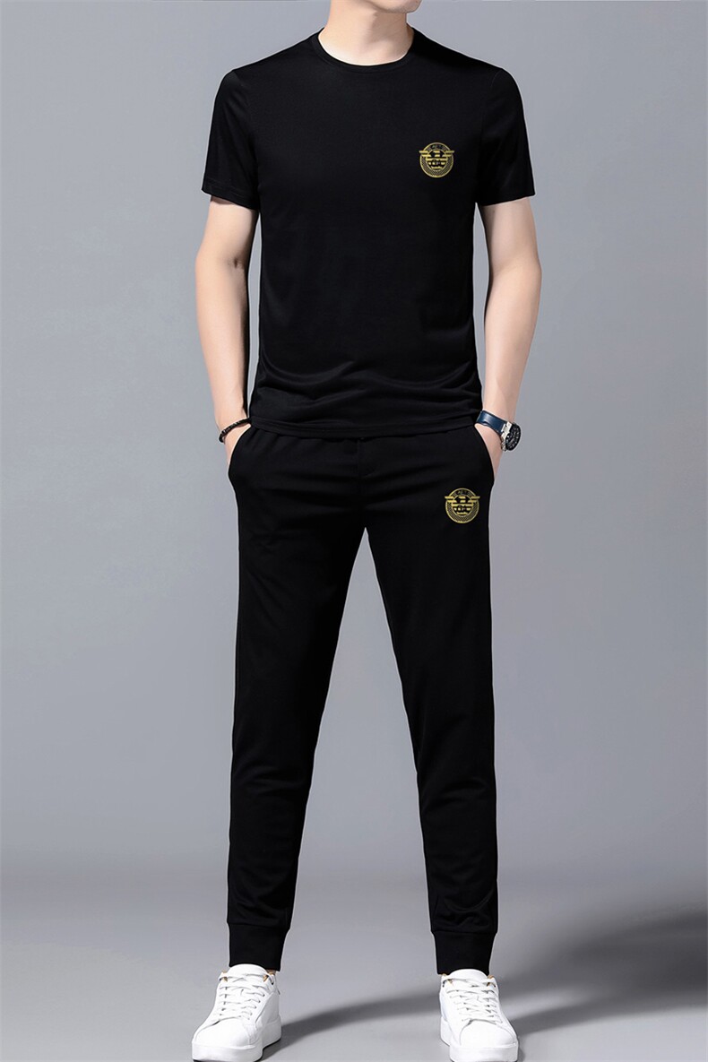 GDN652男士2023年夏季新款T恤短袖长裤商务休闲男运动套装P123,男装休闲套装,电商B360