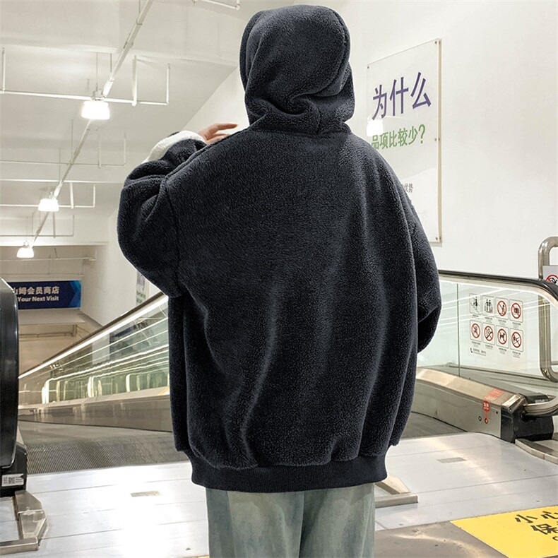 2023秋冬中性羊羔绒上衣潮保暖连帽卫衣外套男女983-P90控价128,男装卫衣,电商A441-1