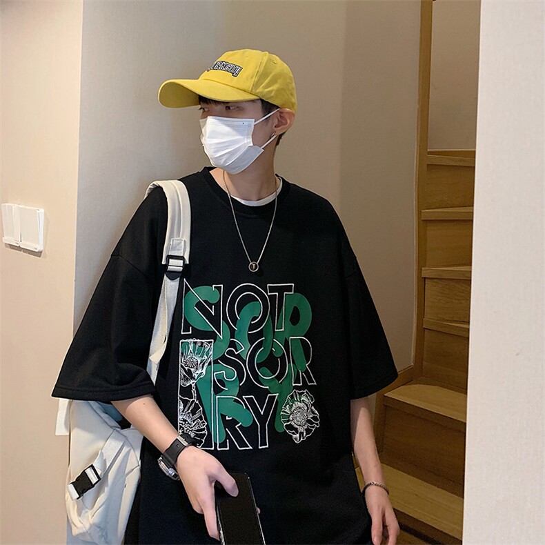 2025夏季港风全棉休闲刺绣印花OVERSIZE宽松T恤B266-DX13-P35,男装T恤,星座B257-1