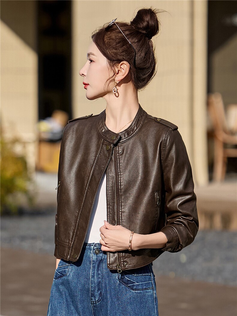 2026年春季新款现货时尚高品质皮衣小外套机车服女装,女装皮衣,臻衣坊