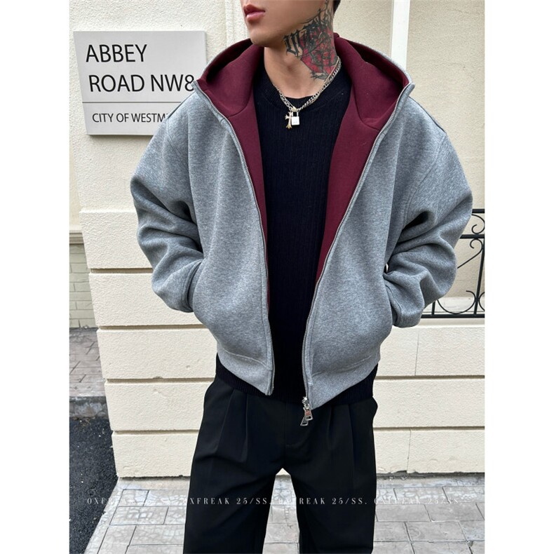 重磅500G空气层拉链连帽开衫卫衣男HY53-P80，男装卫衣，星座1109-4