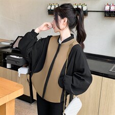 拼接撞色棒球服外套女秋季新款2022百搭休闲拉链开衫夹克短上衣潮，女装短外套，辉之琳