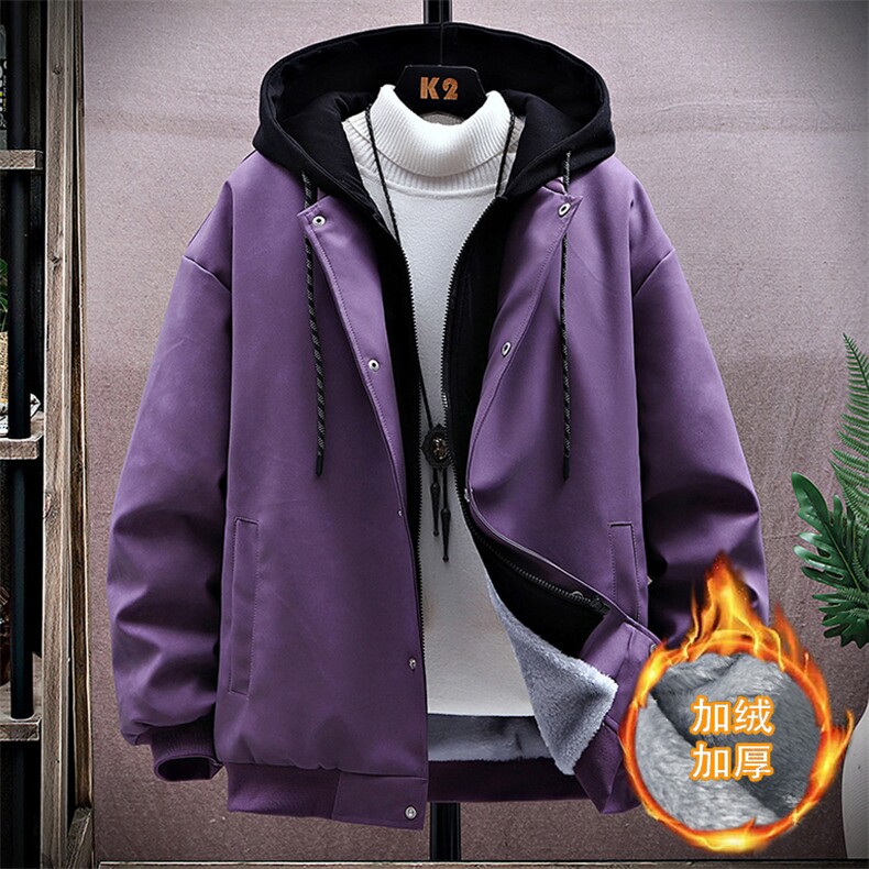 2025年秋季新款男加绒加厚皮夹克假两件雪花绒感-加厚9216-P85，男装夹克，星座1105-2