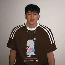 夏季美式高街重磅纯棉三条杠织带撞色男女短袖T恤ZD516-特P30，男装T恤，电商A486