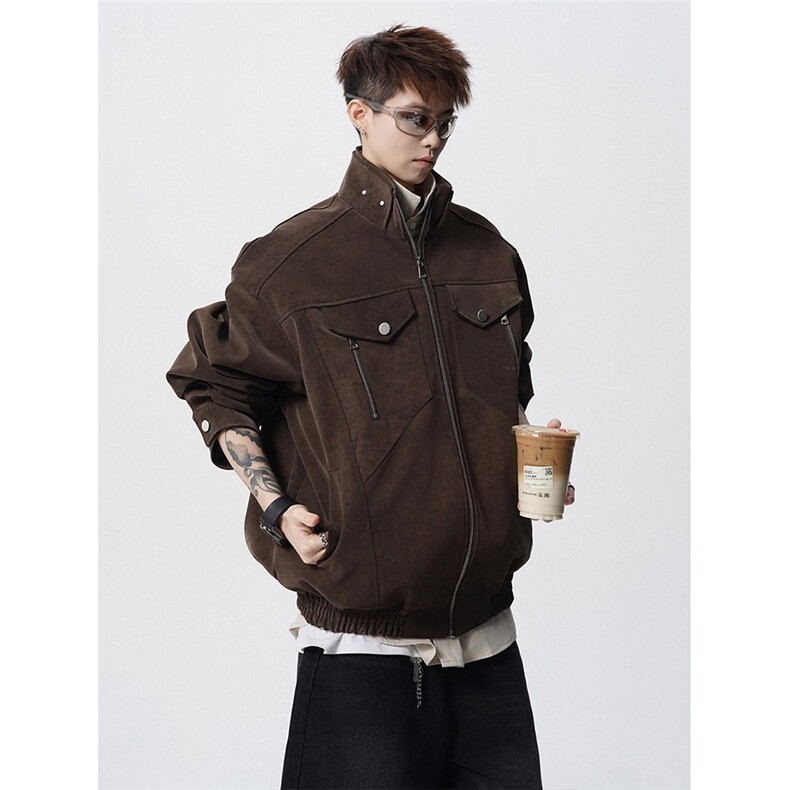 现货！！棕色立领夹克美拉德高级外套RQ15-P65，男装夹克，星座1005-6