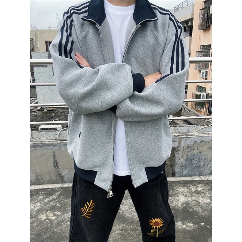 抖音得物高品质26春装美式高街重磅结构拼接织带立领卫衣外套CM42,女装短外套,电商A486