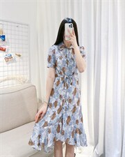 DINOBIENS【现货】夏季新款定制复古花连衣裙，女装连衣裙，迪诺比亚