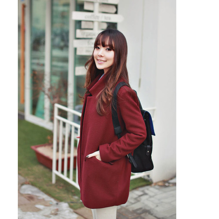 时尚显瘦长款毛呢外套女秋冬季新款韩版宽松大码女装气质百搭大衣,女装毛呢外套,秋牧寒烟