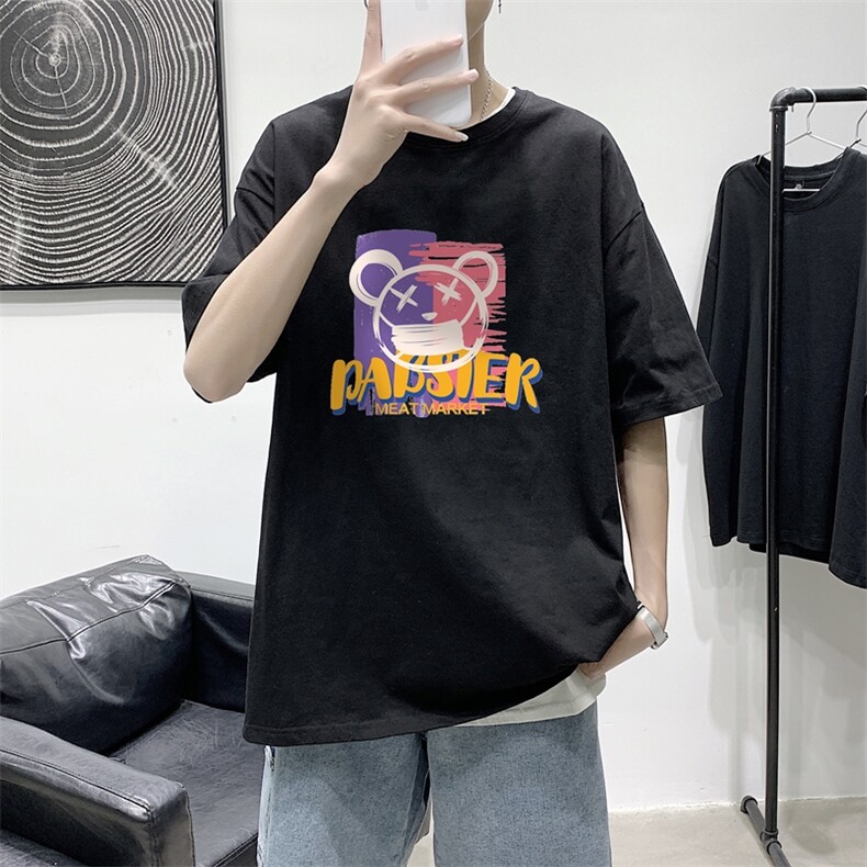 T1734P25夏季风男装印花短袖T恤男潮牌小熊印花青春休闲,男装T恤,星座510A-1