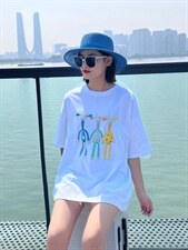 OUGNI现货时尚重工镶钻卡通短袖T恤，女装T恤，OGENI 欧葛妮