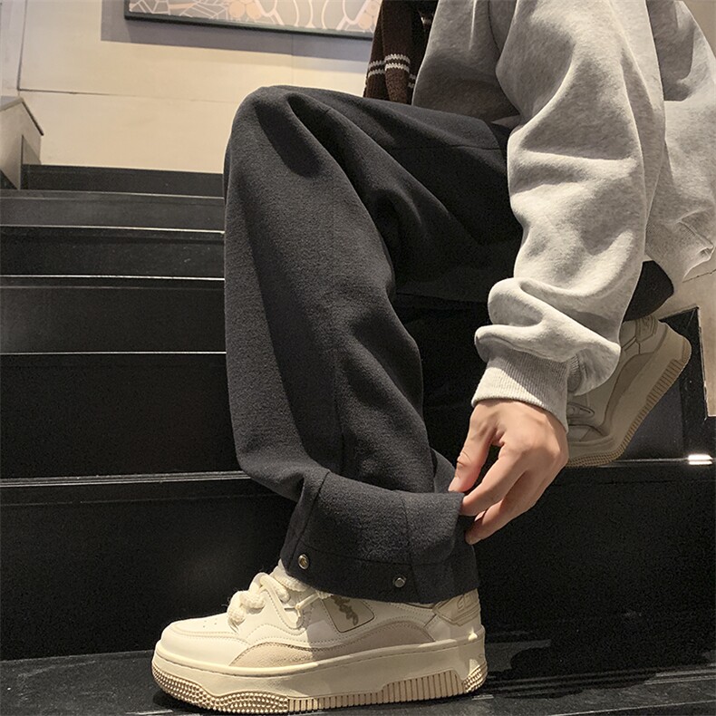 秋冬新款毛呢纽扣休闲裤大码M~5XLXZ604-KG69-P50控68,男装休闲裤,星座604