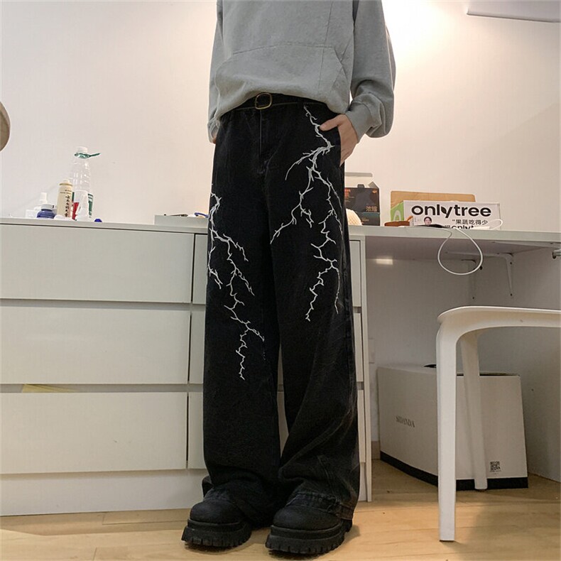 XZ221-1/K6200/P55控782025春款复古刺绣电纹宽松直筒牛仔裤,男装牛仔裤,星座221-1