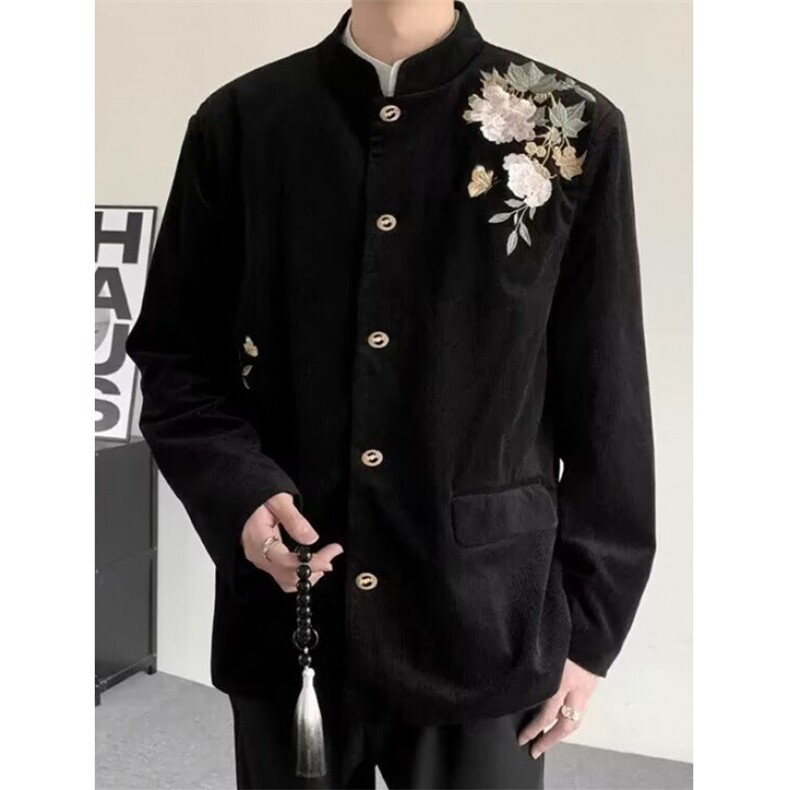 春秋新中式重工刺绣玉兰花中山装西服外套男复古痞帅西服XFC22,男装西服,星座1116A（原606A-3）