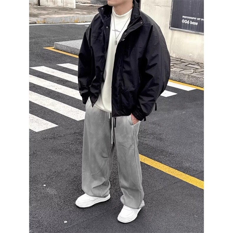 小众侧拉链设计美式三条杠风衣夹克男户外街头机能风宽松休闲外套,男装风衣,星座1210-1
