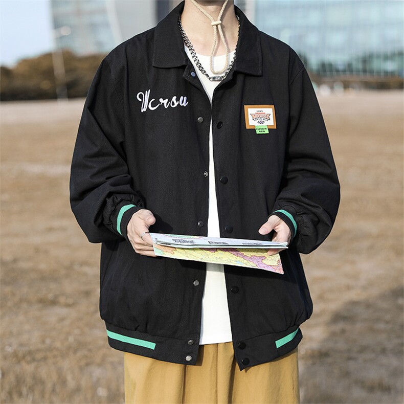 2022复古简约翻领夹克男女街头宽松百搭潮流休闲外套W5347-P48,男装夹克,星座512-2