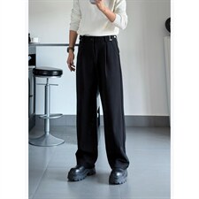 2026春季新款黑色直筒西裤垂感高级感痞帅裤子男款宽松直筒休闲裤，男装西裤，星座410-6（原星座1304-1）