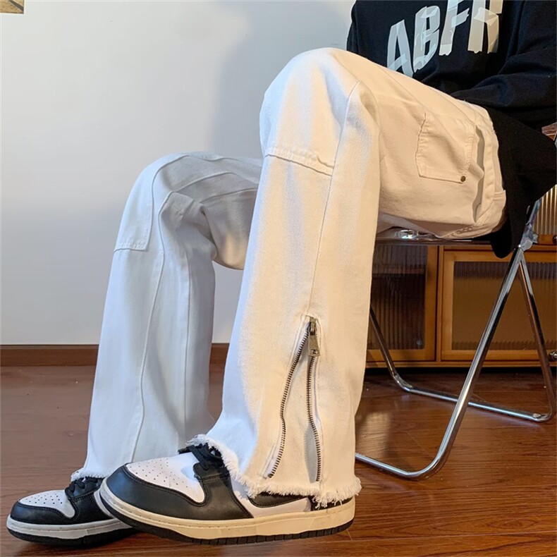 欧美高街vibe裤子男女秋季微喇阔腿拖地裤潮牌美式牛仔裤NB32-P45,男装牛仔裤,星座1008