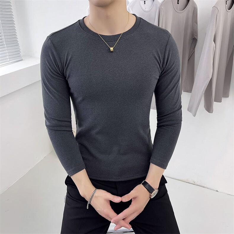 双面绒长袖T恤打底衫男德绒亲肤面料修身纯色圆领520-p35,男装T恤,电商D303