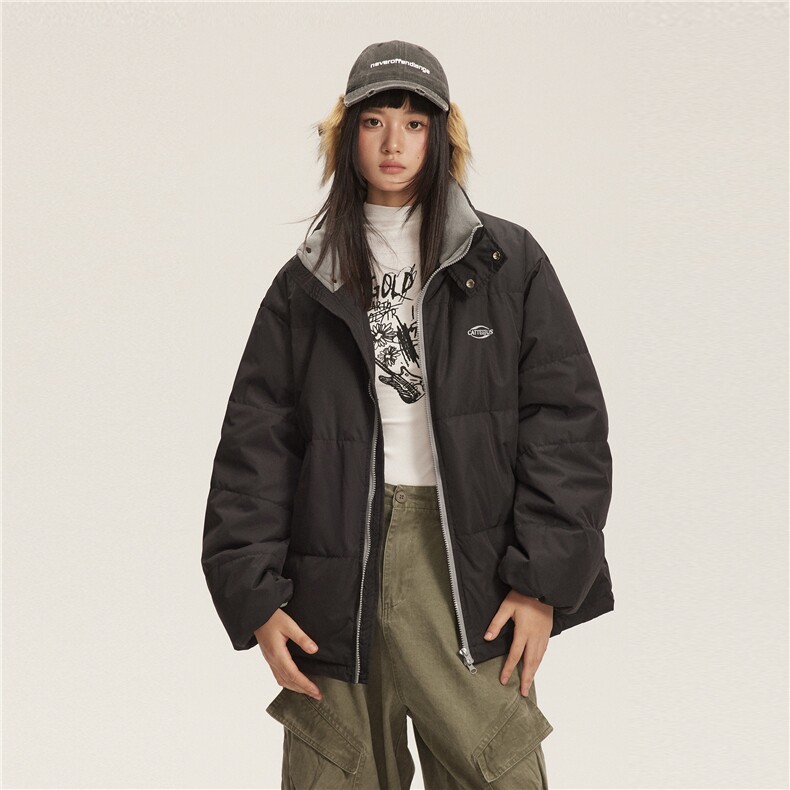 2025冬款立领拼摇粒绒字母绣花羽绒服-5638-358,男装羽绒服,电商S012（CATTEE）