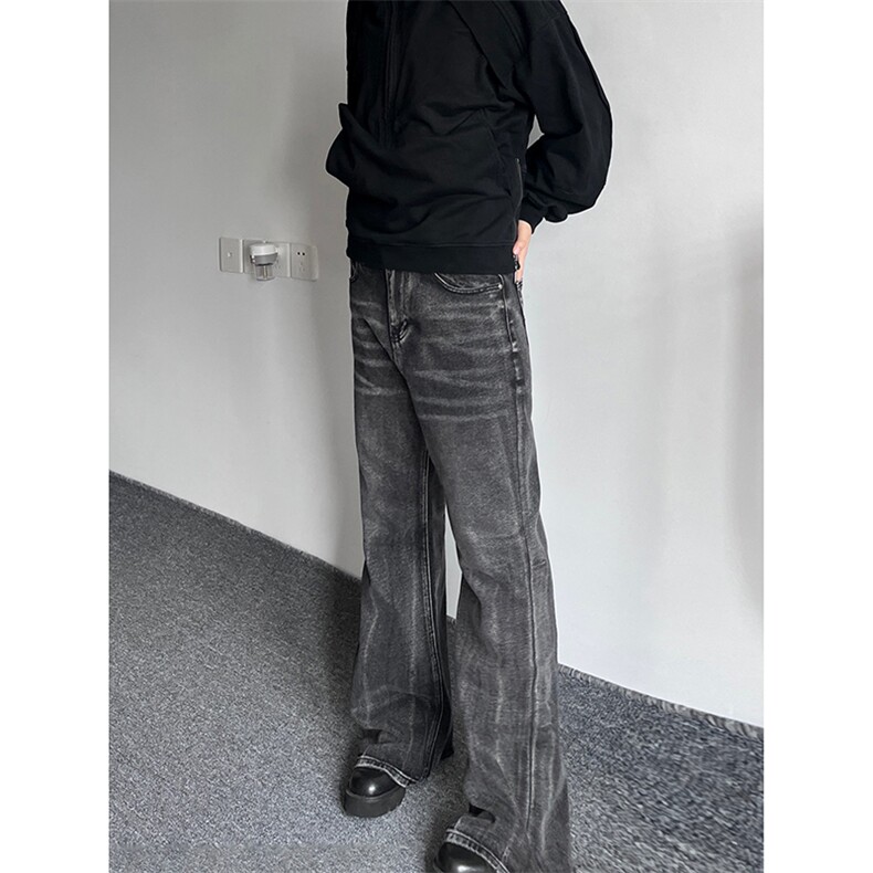 B221美式ins高街暗黑重工艺宽松微喇牛仔裤LK23128-P60控78,男装牛仔裤,电商B221
