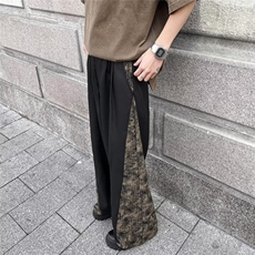 新中式风休闲裤男半松紧垂感直筒阔腿西裤夏季裤子K2835，男装休闲裤，星座1116A-1（原606A）