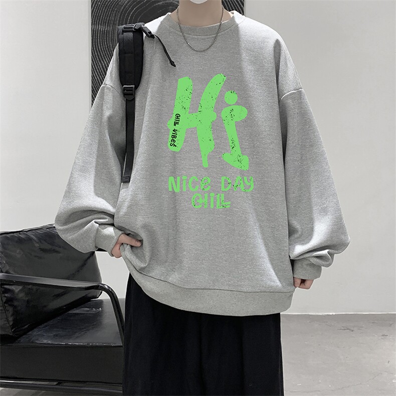 5XL华夫格卫衣男大码胖子圆领长袖t恤HW76418-P30,男装T恤,电商A040