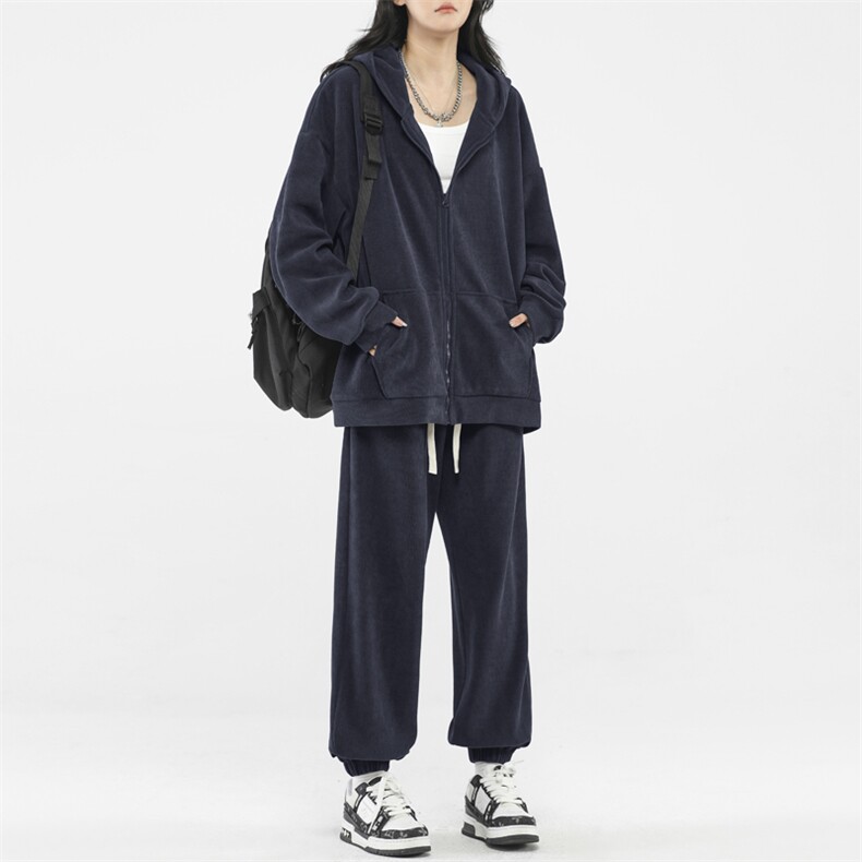 美式复古套装秋冬两件套连帽开衫卫衣螺纹束脚裤-TZ850特批117,男装休闲套装,星座718