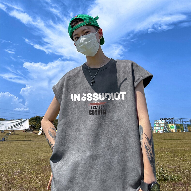 量大优供视频得物直播品230克夏季麂皮绒背心无袖T恤BJ259,男装背心/马甲,电商A486