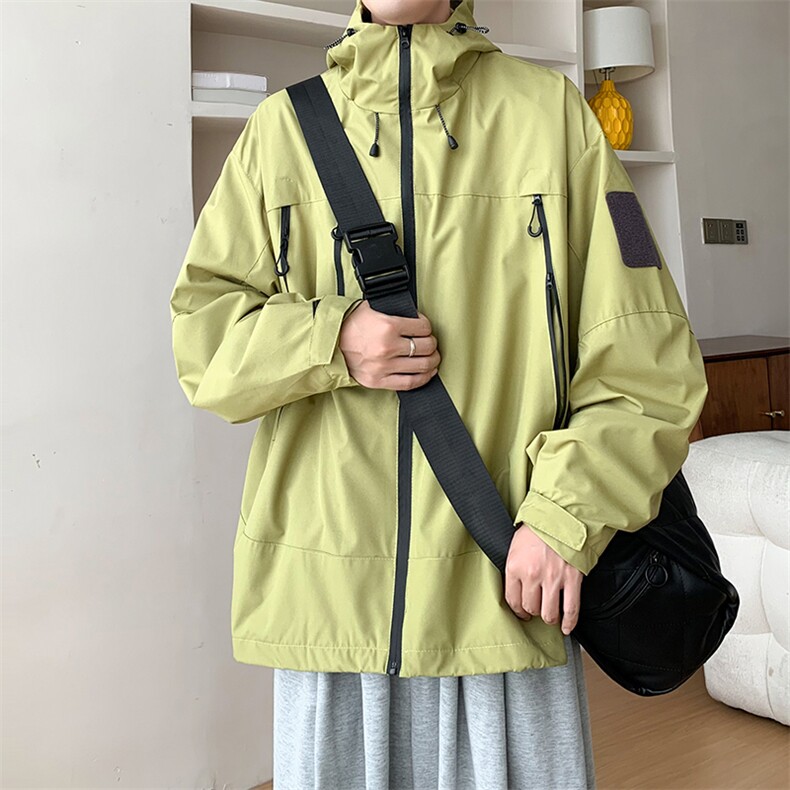 得物品质秋男工装拉链连帽夹克魔术贴宽松J冲锋衣外套JK0001P60,男装夹克,星座1013-1