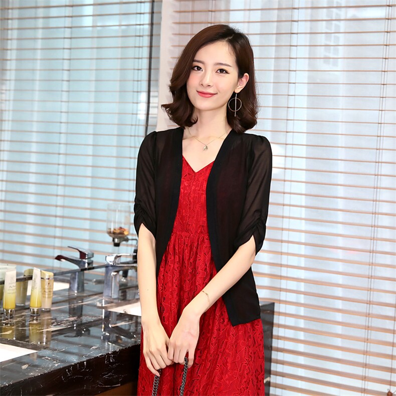 开衫短款蕾丝镂空2021年夏季件纯色蕾丝衫/雪纺衫时尚潮流气质优雅,女装蕾丝衫/雪纺衫,婵米儿