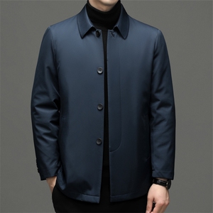 男士羽绒服冬季2023新款中年爸爸装休闲翻领白鸭绒加厚保暖外套图片