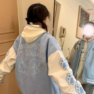 美式棒球服外套男女款春秋新款洋气宽松休闲学院风设计感夹克上衣图片