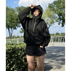 抖音得物二开美式重磅宽松结构拉链设计防风高领连帽卫衣外套W76，男装卫衣，电商A486