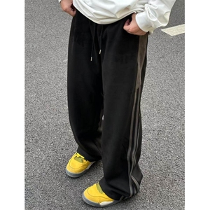 竖条纹休闲裤男女韩版潮流高街帅气百搭2025春季ins长裤K6098-P45图片