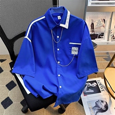 港风日系设计短袖衬衫男ins潮牌ins百搭日系潮流慵懒CY1116-P35，男装衬衫，星座412-2