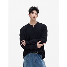 【现货】XZ1218TX204特价P37美式小V领肌理感简约长袖T恤，男装T恤，星座1218（原611-3）