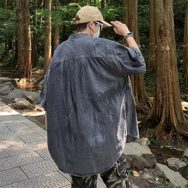 夏季新款衬衫潮流慵懒男方领衬衫P43,男装衬衫,星座1116-2