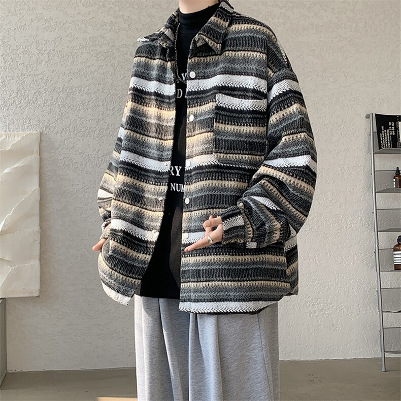 现货JK7881-特批60秋季百搭条纹夹克外套高品质高克重带里布,男装夹克,电商A059