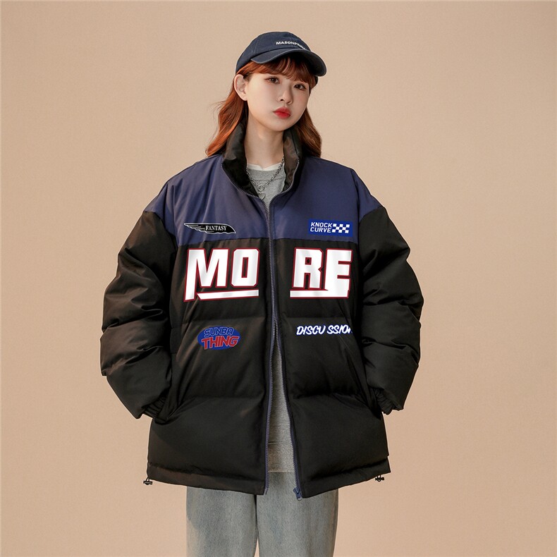 中性22冬季潮牌字母印花拼色立领棉衣TPMY268P85控138特批无差价,男装棉衣,A247A